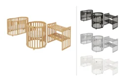 ComfortBaby SmartGrow 7 In 1 Natur Komplett, Kinder-bett Set, Laufgitter, Beistellbett, Bettwäsche Set, Matratze, Wickeltisch, Stühle Und Kindertisch, Farbe:Natur-Stoffe Weiss -Barbie Store 3f970266497b1a4039c3f63dc602b0b6