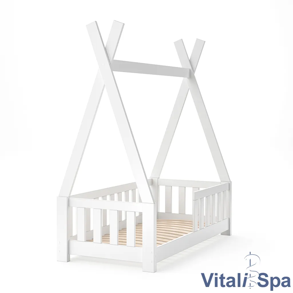 VitaliSpa Kinderbett Tipi Weiß 148 X 166 X 76 Cm Massivholz 4 VitaliSpa Kinderbett Tipi Weiß 148 X 166 X 76 Cm Massivholz – Bild 2