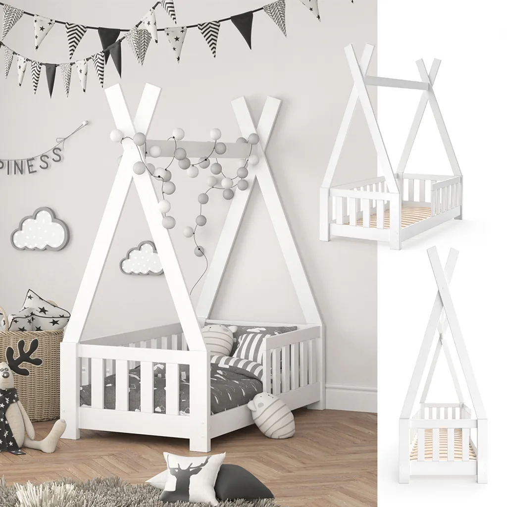VitaliSpa Kinderbett Tipi Weiß 148 X 166 X 76 Cm Massivholz 3 VitaliSpa Kinderbett Tipi Weiß 148 X 166 X 76 Cm Massivholz