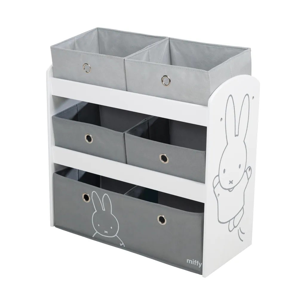 Roba Spielregal „Miffy“, Spielzeugregal Mit 5 Stoffboxen, Aufbewahrungsregal, Für Jungen Und Mädchen 4 Roba Spielregal „Miffy“, Spielzeugregal Mit 5 Stoffboxen, Aufbewahrungsregal, Für Jungen Und Mädchen – Bild 2