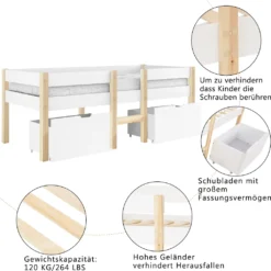 Merax Kinderbett 90x200cm Kinderhaus Hausbett Mit Rausfallschutz, Lattenrost & 2 Schubladen In Kiefer, Mädchen Jungen Bett, Weiß -Barbie Store 43d1940b94cff41b93f5cd72d6f9a3fe