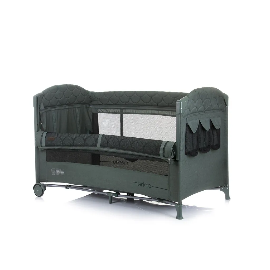 Chipolino Reisebett Merida Leinen, Aufbewahrungstasche, Zwei Ebenen, Matratze Dunkelgrün 6 Chipolino Reisebett Merida Leinen, Aufbewahrungstasche, Zwei Ebenen, Matratze Dunkelgrün – Bild 4