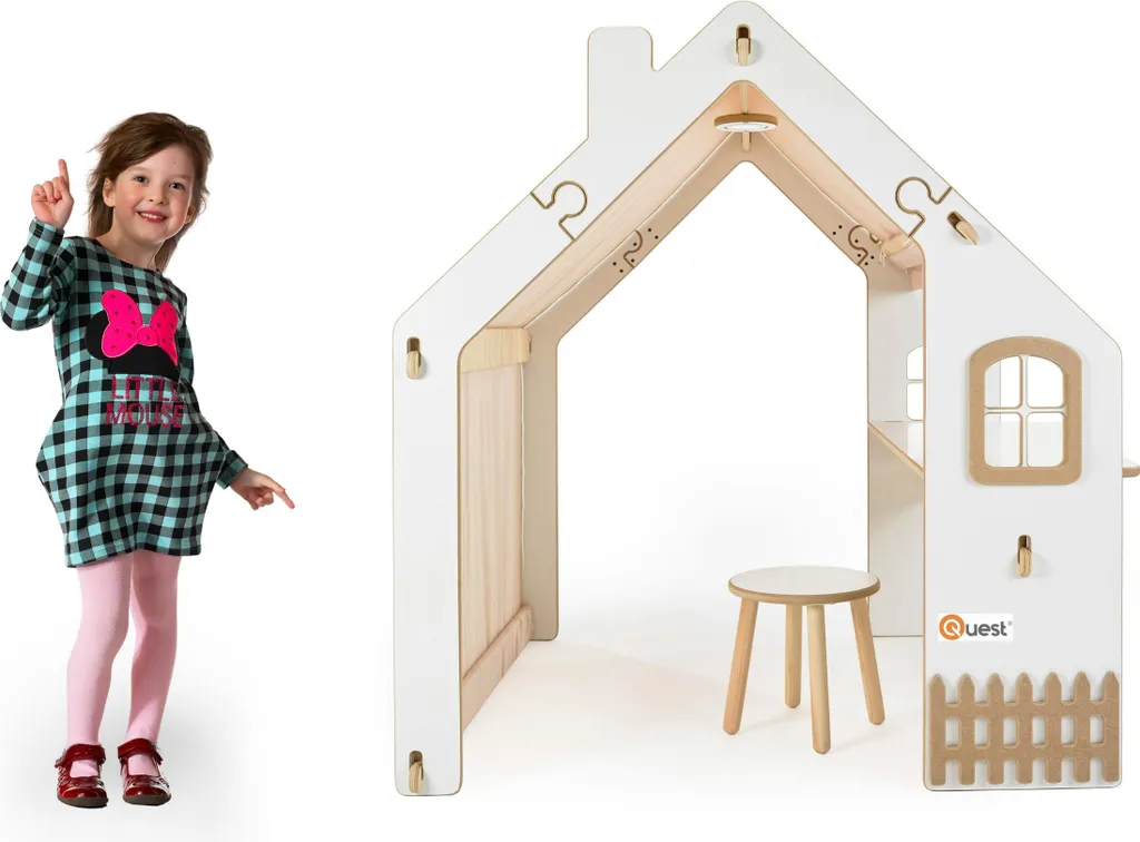 QUEST PVC Kinderspielhaus Aus Holz Mit Schreibtisch Und LED Beleuchtung Natural 5 QUEST PVC Kinderspielhaus Aus Holz Mit Schreibtisch Und LED Beleuchtung Natural – Bild 3