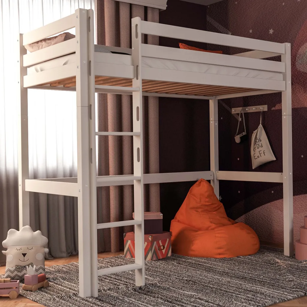 Bubema Mika Hochbett Buche Massiv, Natur Oder Weiß Lackiert, 90 X 200 Cm : Buche, Weiß Lackiert 3 Bubema Mika Hochbett Buche Massiv, Natur Oder Weiß Lackiert, 90 X 200 Cm : Buche, Weiß Lackiert