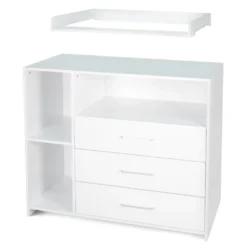 Infantastic® Wickelkommode Mit 3 Schubladen Und 3 Fächern, Ca. 113 X 53 X 101.6 Cm, Inkl. Wickelaufsatz Abnehmbar, Weiß - Baby Kommode, Babymöbel, Wickeltisch -Barbie Store 4865d57c5cc5369e4427659bdf705e96