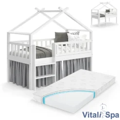 VitaliSpa Hausbett + Matratze Adis Weiß 168x158 Cm Massivholz -Barbie Store 49473e68c7ec026f797970cd1995ce63