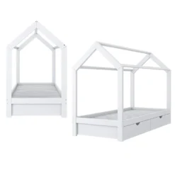 VitaliSpa Kinderbett Hausbett Weiß 90x200 Cm Schubladen Bett Holz Kinderhaus -Barbie Store 497a447178d66a6522227a2e12b456fe