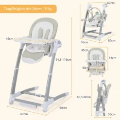 COSTWAY 3 In 1 Babyschaukel & Hochstuhl & Sitzerhöhung, Babywippe Elektrisch Mit 8 Schaukelposition, Timing, Musik & Auto-Schaltfunktion, Babystuhl Klappbar Mit Rädern, 8 Höhenstufen (Grau) 13 COSTWAY 3 In 1 Babyschaukel & Hochstuhl & Sitzerhöhung, Babywippe Elektrisch Mit 8 Schaukelposition, Timing, Musik & Auto-Schaltfunktion, Babystuhl Klappbar Mit Rädern, 8 Höhenstufen (Grau) -Barbie Store 4b837b9e08b176782fa8ebecc881cde4