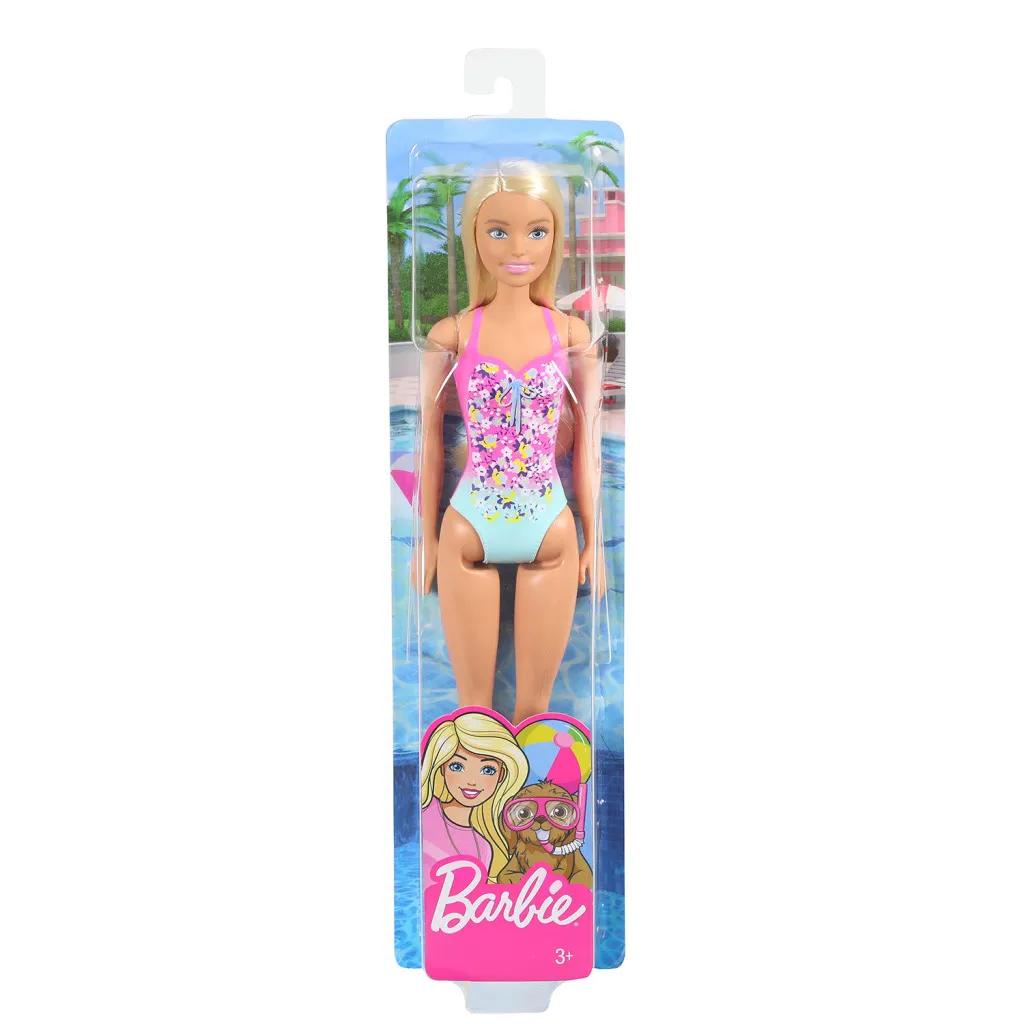 MATTEL GHW37 Barbie Beach Puppe Mit Badeanzug Im Blumenmuster 4 MATTEL GHW37 Barbie Beach Puppe Mit Badeanzug Im Blumenmuster – Bild 2