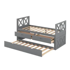 Merax Funktionsbett 90 X200 Cm Jugendbett Tagesbett Mit Schubladen Und Trundle, Funktionsliege Kojenbett Kinderbett Aus Kiefer, Grau -Barbie Store 4f17ccf21680659ff2ec66debf41a174