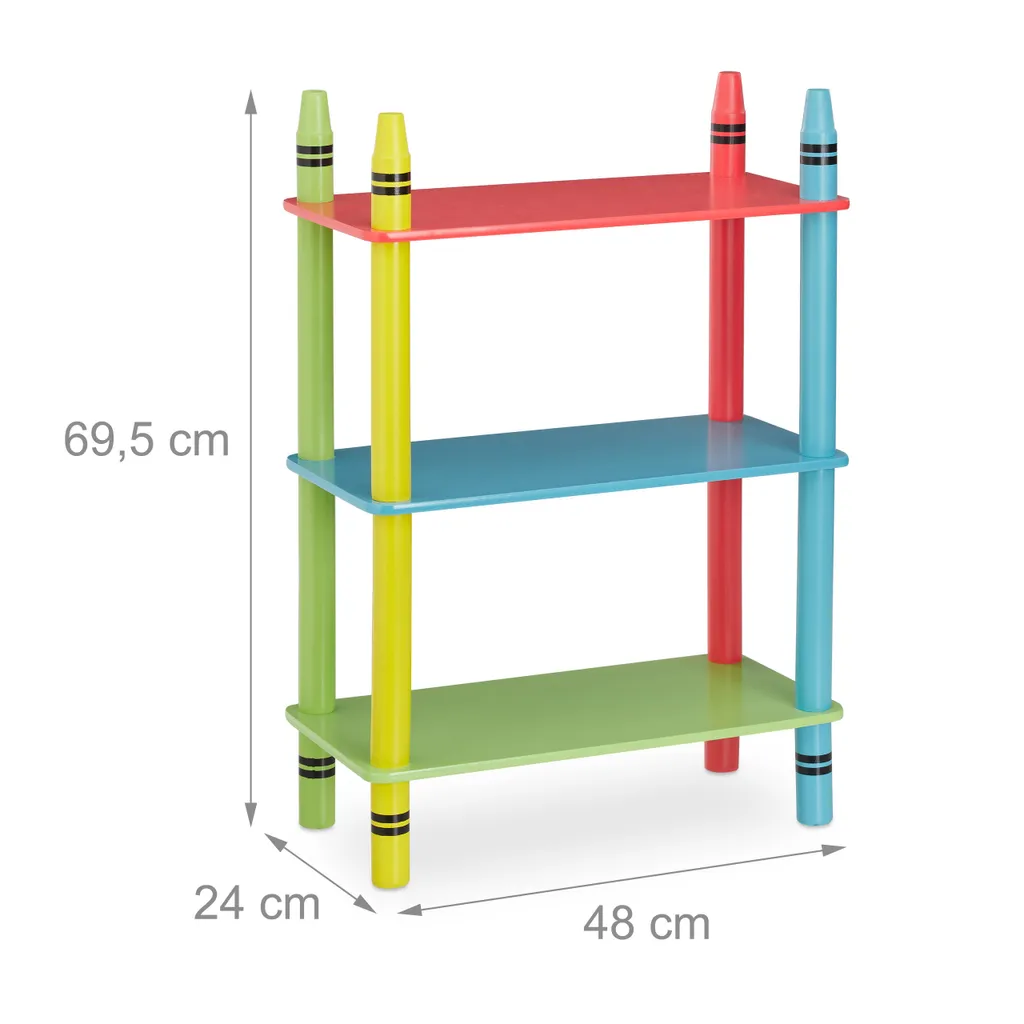 Relaxdays Buntes Kinderregal Mit 3 Ablagen 6 Relaxdays Buntes Kinderregal Mit 3 Ablagen – Bild 4