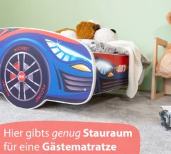 Alcube® Autobett 80x160 Mit LED-Beleuchtung PKW Burning Flame Mit Matratze Und Lattenrost Jugendbett Kinderbett 80x160 Cm - Blau -Barbie Store 50618463c9f304abaefbdfa16319f77e
