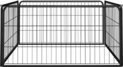 VidaXL 4-tlg. Hundelaufstall Schwarz 100x50cm Stahl Pulverbeschichtung -Barbie Store 50b38759c049834a457c7c66b515b41c
