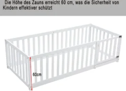 Merax Kinderbett 90x200 Cm Babybett Mit Zaun Und Schutzgitter, Kiefernholz Bodenbett Jugendbett, Weiß -Barbie Store 50f280fd30bedd9d53d4b89b3eb19b55