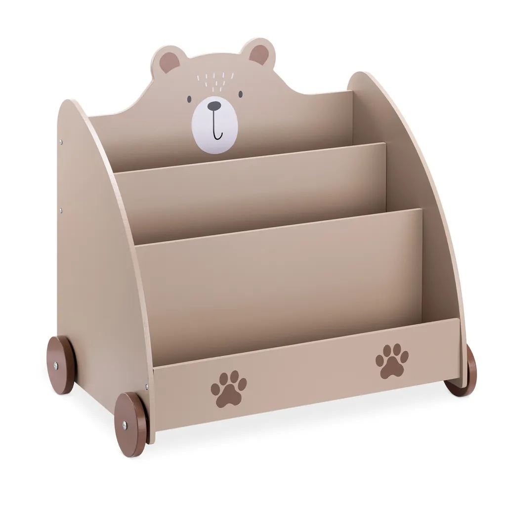 Navaris Bücherregal Für Kinder - Kinderzimmer Regal Für Bücher Und Spielzeug Aus Holz - 60 X 58 X 40 Cm - Buchregal Mit Rollen - Organizer Braun Bär 3 Navaris Bücherregal Für Kinder - Kinderzimmer Regal Für Bücher Und Spielzeug Aus Holz - 60 X 58 X 40 Cm - Buchregal Mit Rollen - Organizer Braun Bär