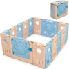COSTWAY Laufgitter Mit Tür Und Spielzeugboard, Baby Laufstall Faltbar, Absperrgitter Aus Kunststoff, Krabbelgitter, Spielzaun Für Kinder, Schutzgitter (16 Paneelen) -Barbie Store 543dffd1d687c73b267a3c86904f73f3