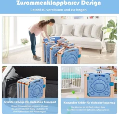 COSTWAY Laufgitter Mit Tür Und Spielzeugboard, Baby Laufstall Faltbar, Absperrgitter Aus Kunststoff, Krabbelgitter, Spielzaun Für Kinder, Schutzgitter (16 Paneelen) 10 COSTWAY Laufgitter Mit Tür Und Spielzeugboard, Baby Laufstall Faltbar, Absperrgitter Aus Kunststoff, Krabbelgitter, Spielzaun Für Kinder, Schutzgitter (16 Paneelen) -Barbie Store 552159748c92461efc41a0d0125cf1d2