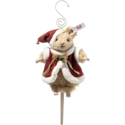 Steiff 007262 Santa Maus Ornament, Plüsch, 12 Cm, Beige