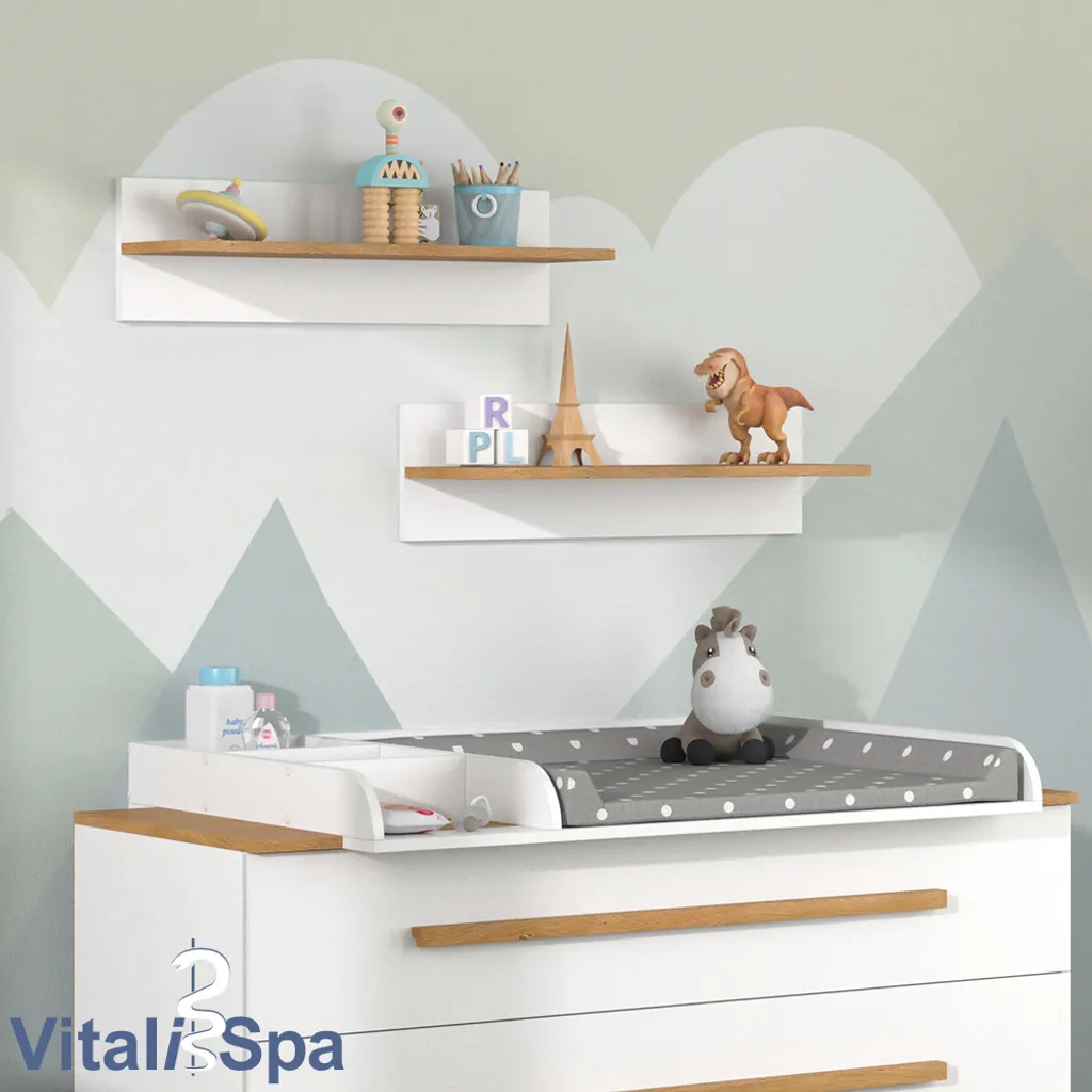 VitaliSpa Wandregal Hängeregal Ablageregal Malia Weiß Eiche Modern 70x20 Cm Kinderzimmer Regal Babyzimmerregal Kindermöbel Babymöbel Ablage Aufbewahrung 6 VitaliSpa Wandregal Hängeregal Ablageregal Malia Weiß Eiche Modern 70x20 Cm Kinderzimmer Regal Babyzimmerregal Kindermöbel Babymöbel Ablage Aufbewahrung – Bild 4
