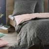 Irisette Mako Satin Bettwäsche 135x200 2tlg Grau Rosa | Bettwäsche-Set Aus 100% Baumwolle | 2 Teilige Wende-Bettwäsche 135x200 Cm & Kissen 80x80 Cm | Geometrisches Muster