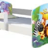ACMA Jugendbett Kinderbett Junior-Bett Komplett-Set Mit Matratze Lattenrost Und Rausfallschutz Weiß 01 Zoo 140x70