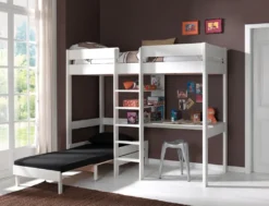 Vipack Hochbett Pino Mit Schreibplatte Und Sesselbett - Kiefer Massiv Weiß Lackiert, Maße: 208 Cm X 175 Cm X 206 Cm; PIOLZB14 -Barbie Store 5a847b275c25c03927c9cdb18c427ae9