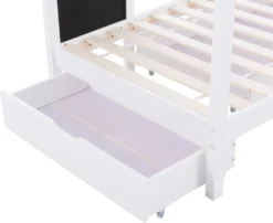 Merax Kinderbett Adele 90x200cm Hausbett Mit Tafel Und 2 Schubladen, Zaun Und Lattenrost, Spielbett Bett Kinderhaus Aus Massivholz, Weiß -Barbie Store 5b0e42967874fab93653410a02ec63d1