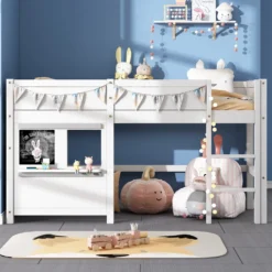 Merax Etagenbett 90x200 Cm Kinderbett Hochbett Mit Zwei Beschreibbaren Tafeln, Klein Ablage Und Leiter, Spielbett Aus Kiefer Für Jungen Und Mädchen, Weiß -Barbie Store 5f878c30259d5359f06c43b8ee4d7de9