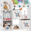 COSTWAY Freistehender Kinderzimmerschrank, 3-stöckiger Kinderzimmerregal, Spielzeug-Organizer Für Kleinkinder Mit 5 Fächern & 2 Aufbewahrungsboxen & 3 Regalen (Planetenrakete) -Barbie Store 5f8e01046d307a9980cc36ee1a92950b