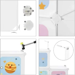 SONGMICS Kinderregal Mit 10 Würfeln, Aufbewahrungsschrank Für Kinder, 123 X 31 X 123 Cm, Regalsystem, Steckregal, Schuhregal Aus Kunststoff, Kleiderschrank Mit Türen, Weiß LPC903W01 -Barbie Store 608e411b3789cb4bba6c8ccaf8ec2e75