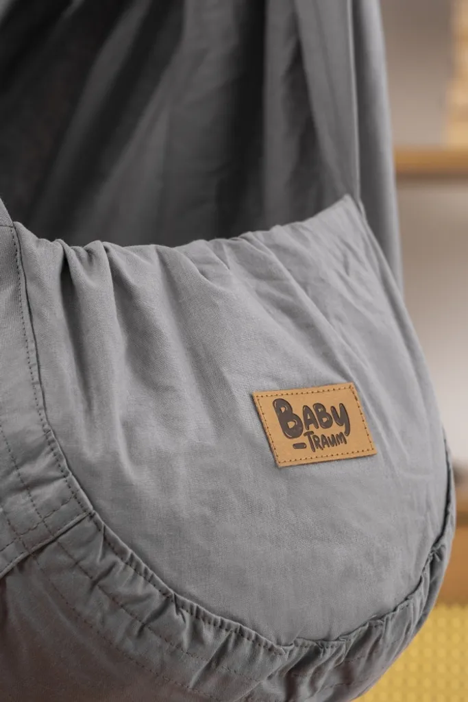 Federwiege Für Babys Inkl. Hängematte & Feder | Pflegeleicht | Anthrazit 6 Federwiege Für Babys Inkl. Hängematte & Feder | Pflegeleicht | Anthrazit – Bild 4