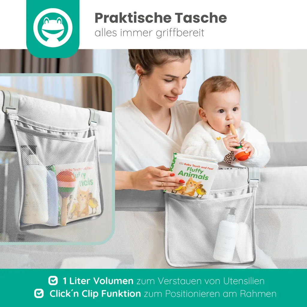 FROGGY Bettgitter 200cm Höhenverstellbar 73-105cm Baby Bettschutzgitter Für Kinder- & Elternbetten Geeignet 6 FROGGY Bettgitter 200cm Höhenverstellbar 73-105cm Baby Bettschutzgitter Für Kinder- & Elternbetten Geeignet – Bild 4