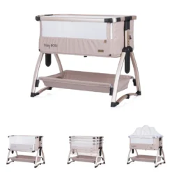 Chipolino Beistellbett Baby Boss Matratze, Moskitonetz, Schaukelfunktion, Räder Beige -Barbie Store 660af518ec2e9043f6738817e77bfd34