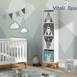 VitaliSpa Kinderregal Hochregal Würfelregal Malia Weiß Eiche Modern 35x160 Cm Kinderzimmer Regal Kindermöbel Ablage Fach Spielzeugaufbewahrung Spielzeugablage Kinderkleidung -Barbie Store 6915ce408b88819a275557c82b41f774