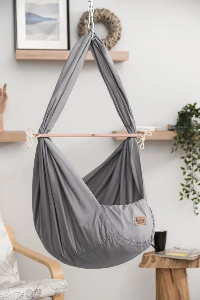 Federwiege Für Babys Inkl. Hängematte & Feder | Pflegeleicht | Anthrazit 3 Federwiege Für Babys Inkl. Hängematte & Feder | Pflegeleicht | Anthrazit