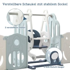 Merax Laufgitter Faltbar Laufstall Baby Absperrgitter 14+2 Paneele Schutzgitter Mit Schaukel, Rutsche Und Basketballkorb, Astronauten-Serie Krabbelgitter 4-in-1 Laufgitter Für Kinder, Blau -Barbie Store 6a38c3ff8938f40a61c933e3e2e54d5c