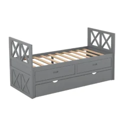 Merax Funktionsbett 90 X200 Cm Jugendbett Tagesbett Mit Schubladen Und Trundle, Funktionsliege Kojenbett Kinderbett Aus Kiefer, Grau -Barbie Store 6a6a5a952645fb051cf553f7149446fa
