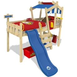 WICKEY Kinderbett Hochbett CrAzY Hutty Mit Rutsche Hausbett 90 X 200 Cm, Etagenbett - Blau -Barbie Store 6c5ec65e0441d4df30ea878af1af1753