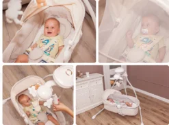 Lionelo Henny Baby Wippe Babyschaukel Elektrisch Mit Liegefunktion 10 Melodien Karussell Moskitonetz Weiß -Barbie Store 6dd51a28c01f76d5c9caa88165b800d1