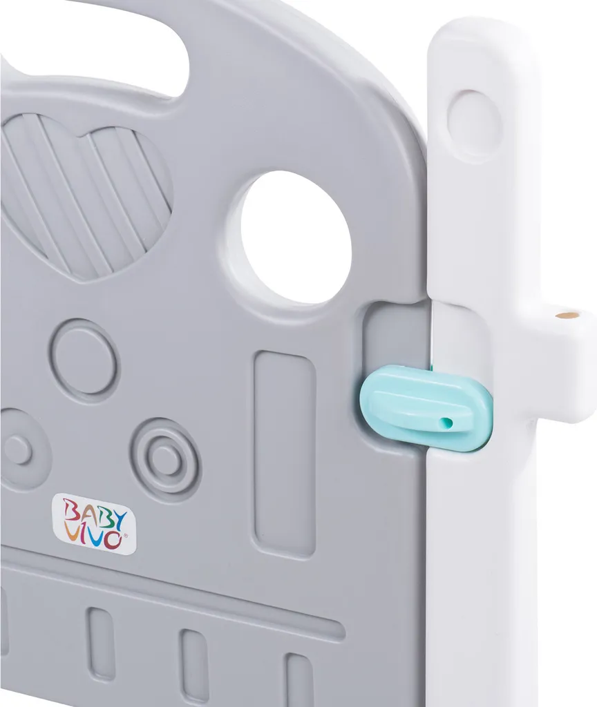 Baby Vivo Laufgitter Aus Kunststoff 12 Elemente Mit Tür In Grau / Weiß - Milo 7 Baby Vivo Laufgitter Aus Kunststoff 12 Elemente Mit Tür In Grau / Weiß - Milo – Bild 5