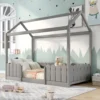 Merax Kinderbett 90x200cm Hausbett Spielbett Kinderhaus Mit Rausfallschutz Und Lattenrost, Schönes Babybett Aus Kiefernholz, Grau -Barbie Store 6f4455737c8e452283edb09f1341f7c0