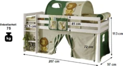 Hochbett Aron 90*200 Cm Kiefer Massiv Weiß Kinderzimmer Spiel Holz Stockbett