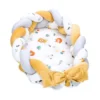 Babynest Neugeborene Nestchen Baby – Velvet Kuschelnest Mit Zopf Kissen Zerlegbares Set Zweiseitig Babynestchen Babybett 75X45, Safari