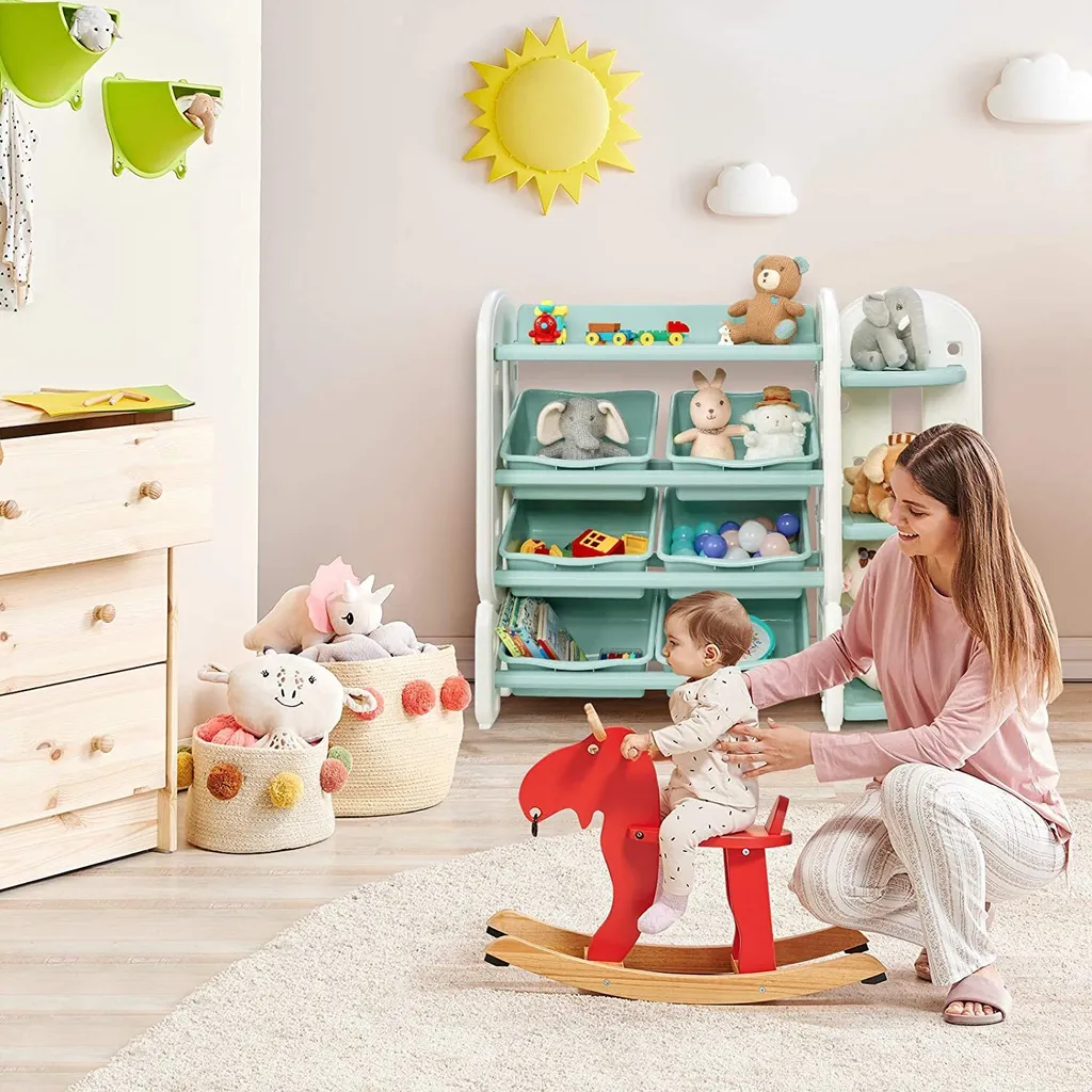 COSTWAY Kinder Spielzeugregal Mit 6 Aufbewahrungsboxen Und 4 Ablagen, Eckregal Aus Kunststoff, Kinderregal, Aufbewahrungsregal Ideal Für Kinderzimmer Und Kindergarten 4 COSTWAY Kinder Spielzeugregal Mit 6 Aufbewahrungsboxen Und 4 Ablagen, Eckregal Aus Kunststoff, Kinderregal, Aufbewahrungsregal Ideal Für Kinderzimmer Und Kindergarten – Bild 2