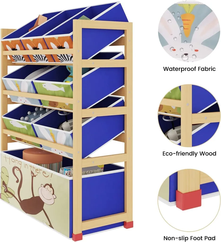 Dripex 64 X 28 X 81 Cm Kinder Regal, Spielzeugregal Mit 8 Boxen Kinderzimmerregal Aufbewahrungsregal Für Kinder Junge 5 Dripex 64 X 28 X 81 Cm Kinder Regal, Spielzeugregal Mit 8 Boxen Kinderzimmerregal Aufbewahrungsregal Für Kinder Junge – Bild 3