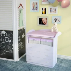 Infantastic® Wickelkommode - Inkl. 3 Großen Schubladen Und Fach, 85x71x96 Cm, Weiß - Wickelschrank, Wickeltisch Aufsatz, Wickelaufsatz, Baby Möbel Kommode -Barbie Store 7573cabe8e75fa9528d2967b6510ad24