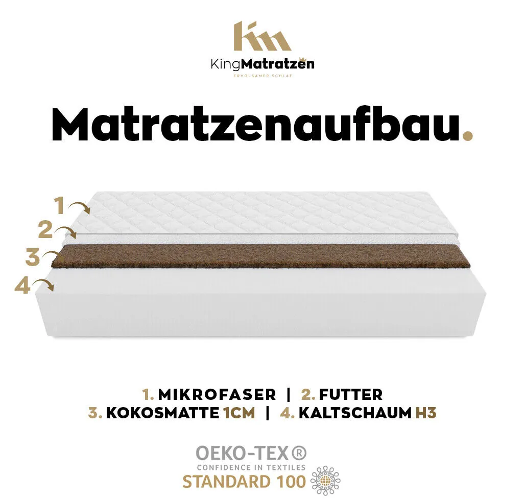 Kindermatratze Babymatratze Babybett Matratze Kokos H3/H4 KingKINDER PLUS 12cm Größe: 70 X 140 X 12 Cm 4 Kindermatratze Babymatratze Babybett Matratze Kokos H3/H4 KingKINDER PLUS 12cm Größe: 70 X 140 X 12 Cm – Bild 2