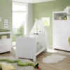 Babyzimmer Komplett Set Olivia Weiss 5-teilig Kleiderschrank Babybett Wickelkommode 2x Regal