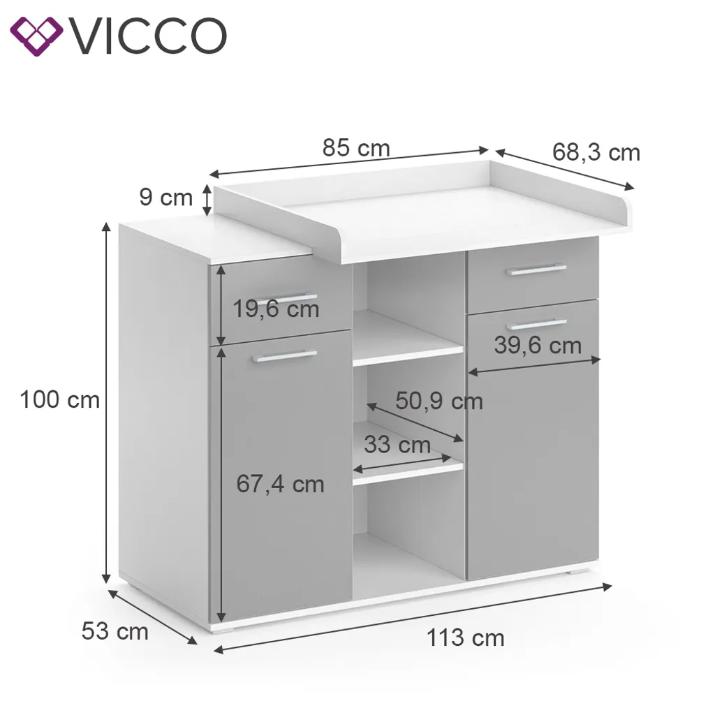 Vicco Wickelkommode Leonie Weiß Grau 113 X 109 X 70 Cm Holzwerkstoff 5 Vicco Wickelkommode Leonie Weiß Grau 113 X 109 X 70 Cm Holzwerkstoff – Bild 3