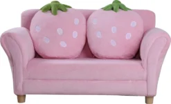 HOMCOM Kindersofa Kindersessel Sofa Couch Kinder Stuhl Kinderzimmer Softsofa Doppelsofa Einzelsofa(Erdbeersofa) -Barbie Store 792b01432018cda5db998a2dc40b5015